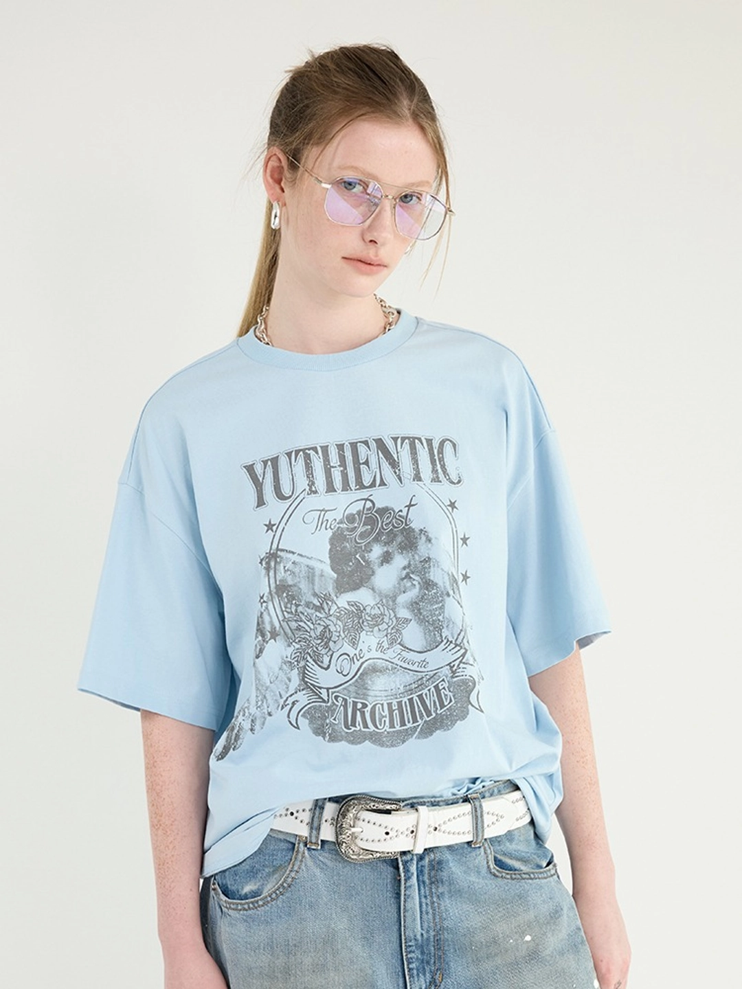 유센틱 ANGEL VTG 티셔츠 스카이블루 AW5ME43921 상품 이미지 1
