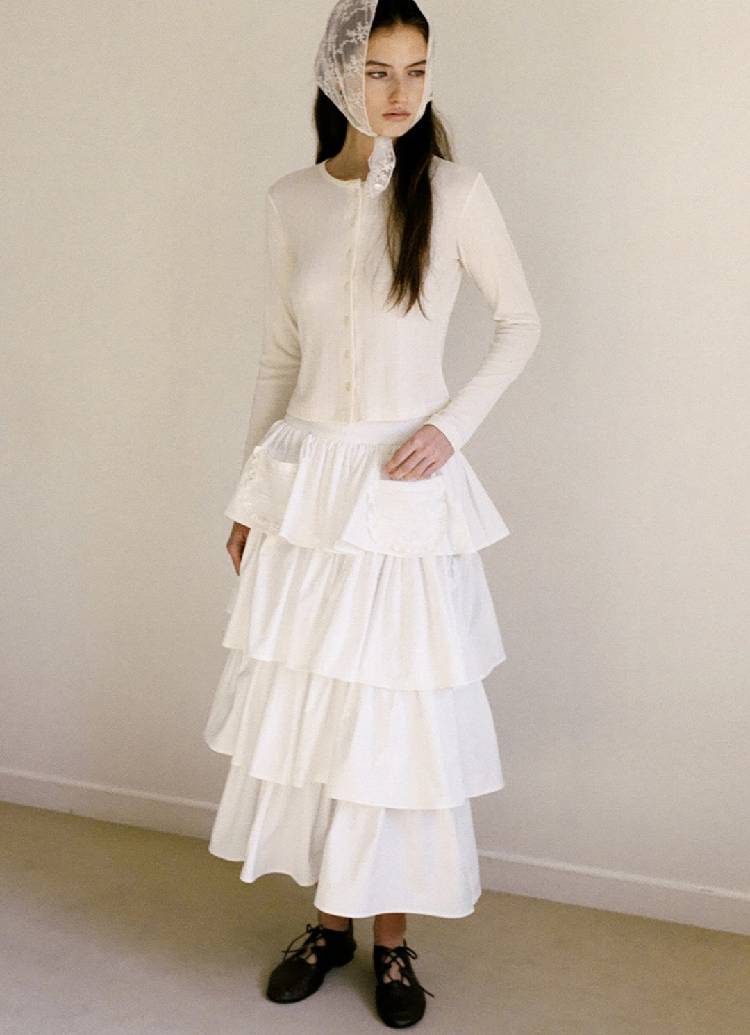 더티스 Maxi Apron Skirt (Ivory) 상품 이미지 2
