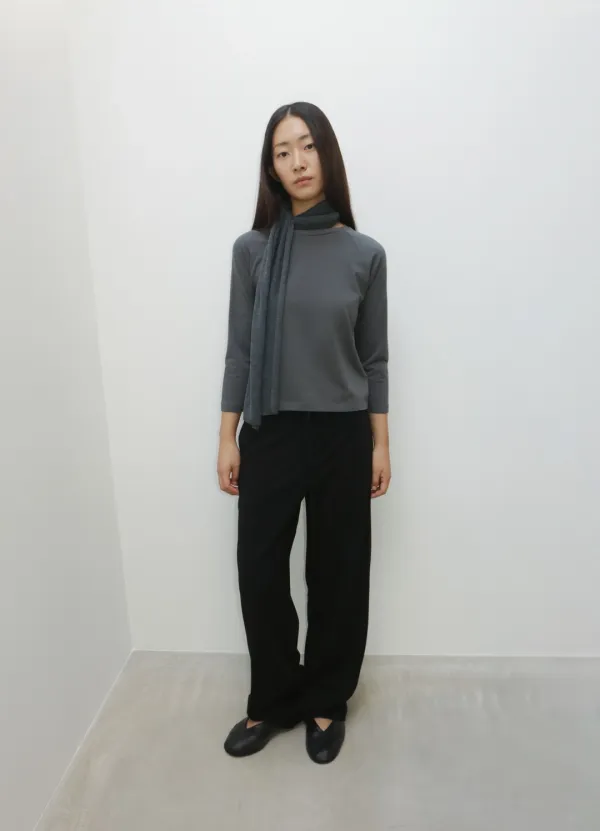 Raglan Cotton Sleeve Top / Charcoal
