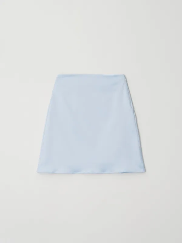 Satin Midi skirt (Blue)