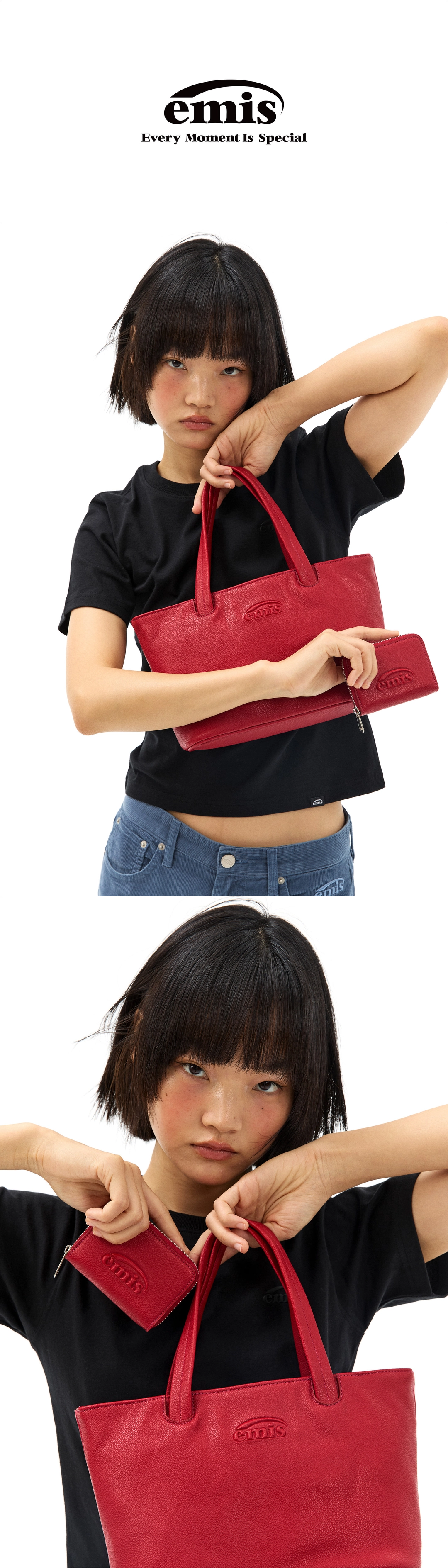 이미스 GRAIN LOGO ZIP WALLET-RED 상품 이미지 1