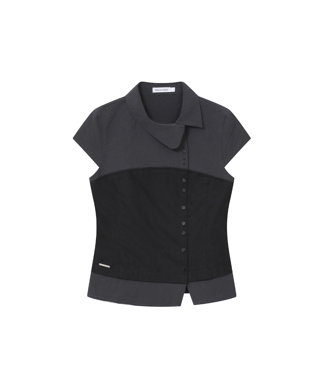 미세키서울 [Hannah X Misekiseoul] Hannah side collar shirt CHARCOAL 상품 이미지 1