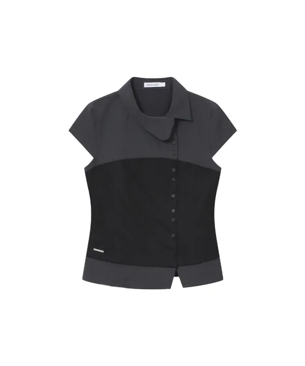 [Hannah X Misekiseoul] Hannah side collar shirt CHARCOAL