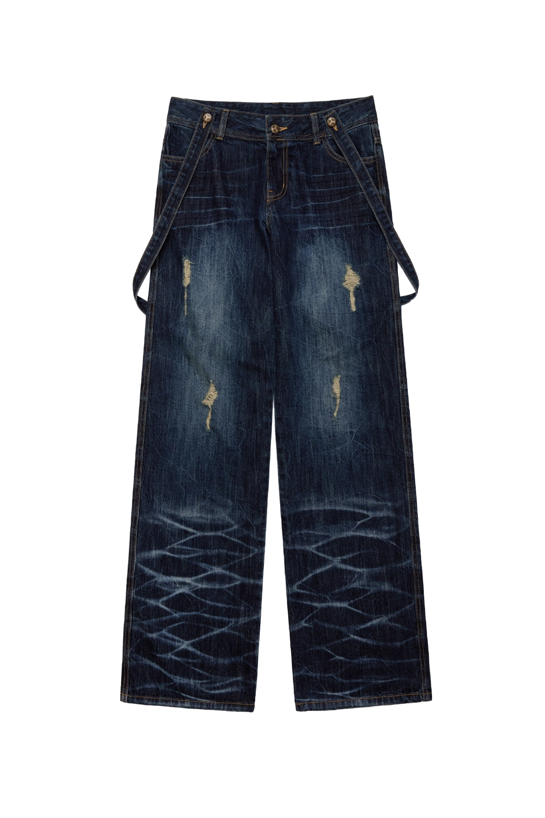 와이이이엘 CROSS STRAP FADED DENIM PANTS BLUE 상품 이미지 3