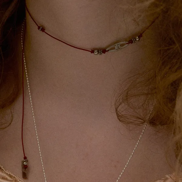 oval trace necklace-red