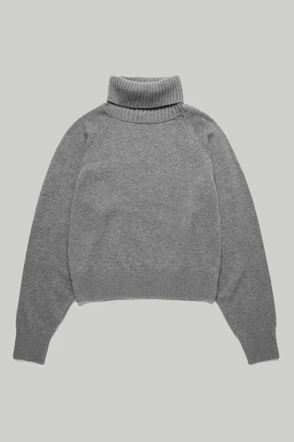 UNISEX ESSENTIAL WOOL TURTLENECK SWEATER MELANGE GREY