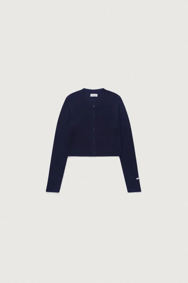 PETAL RIBBED CARDIGAN [NAVY]