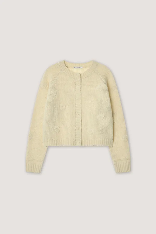 [4th] Flower Knit Cardigan - Ivory
