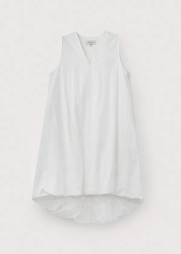 Crispy cotton balloon hem dress_White