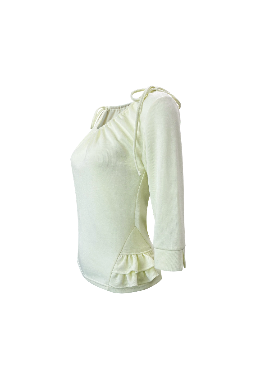 체메씨 SHIRRED MID-SLEEVE FRILL TOP (LEMON) 상품 이미지 2