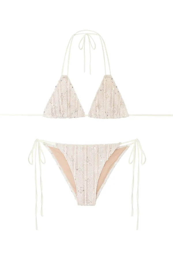 FLORAL BEADS BIKINI (CREAM)