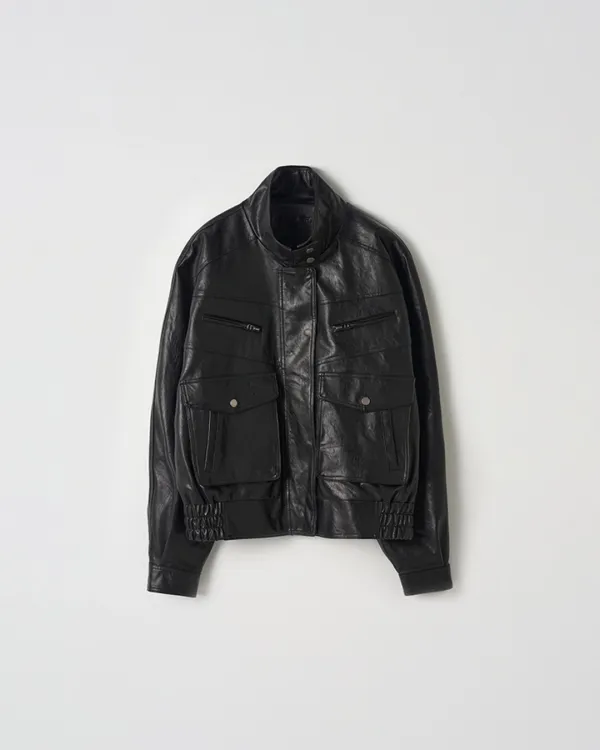 Utility Leather Jacket [BLACK]