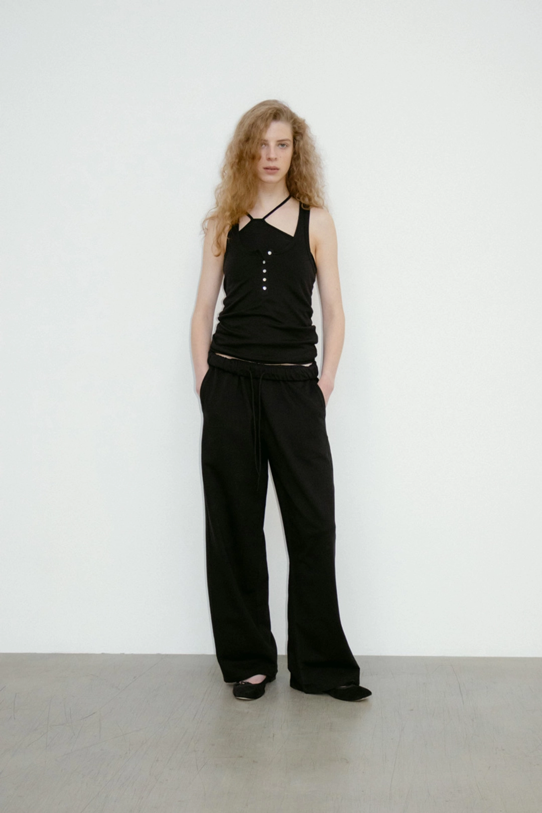리포스 HENLEY RIBBED TANK TOP (BLACK) 상품 이미지 2