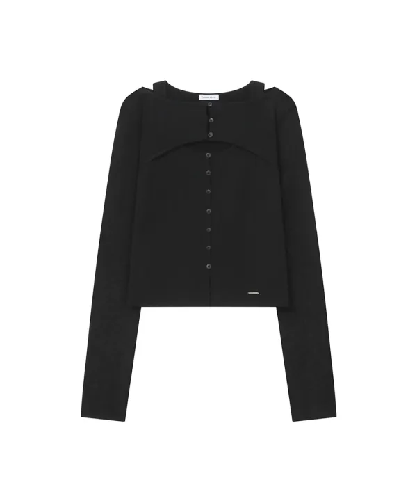 Layered bolero knit top BLACK