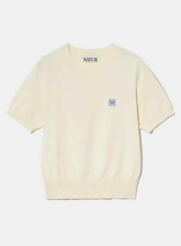 (W) Classic Crew Neck Half Knit - Cream