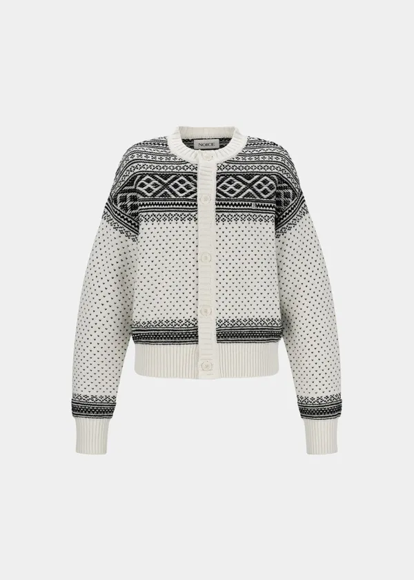 W NORDIC WOOL-BLEND KNIT CARDIGAN - IVORY