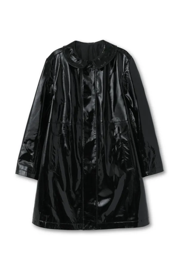GLOSSED LAMBSKIN LEATHER JACKET (BLACK)