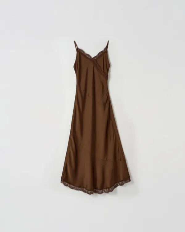 Lace Slip Dress [BROWN]
