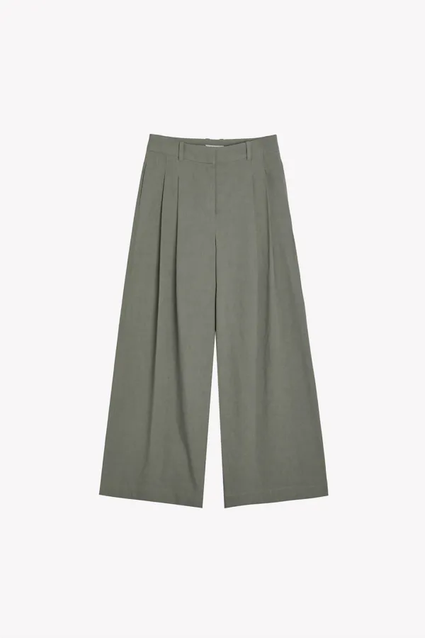 Delina Wide Two Tuck Pants (Light Khaki)
