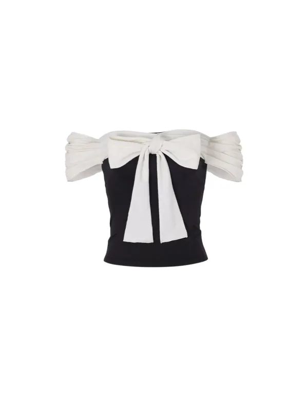 Off shoulder ribbon top (Black)