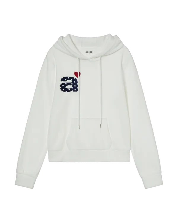 DOT SMALL LETTER FLEECE HOODIE [WHITE]