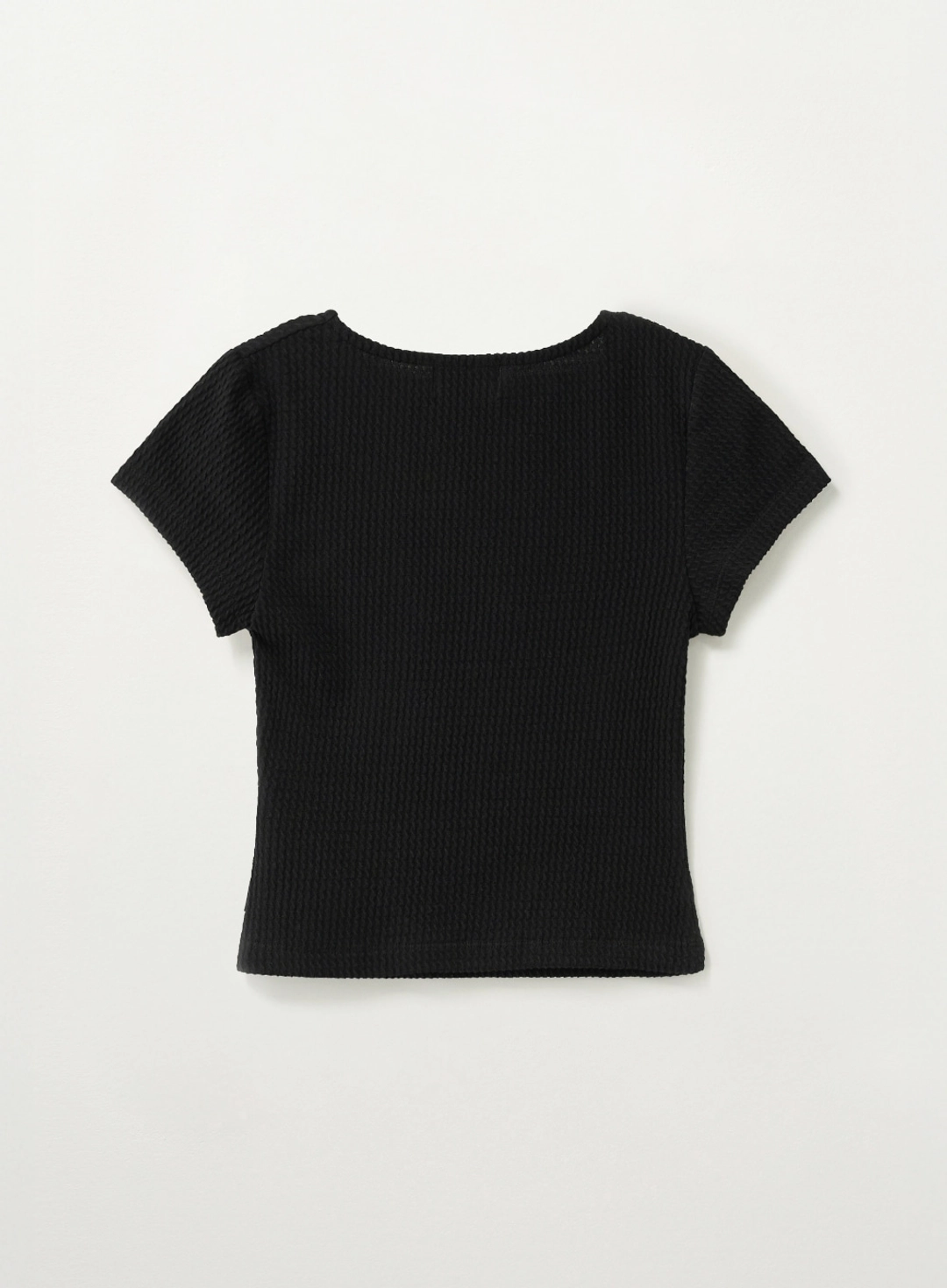 세터 (W) Square Neck Crinkle T-shirt - Black 상품 이미지 2