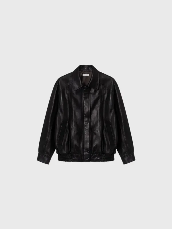[Exclusive] Lambskin Jumper (Black / Brown)