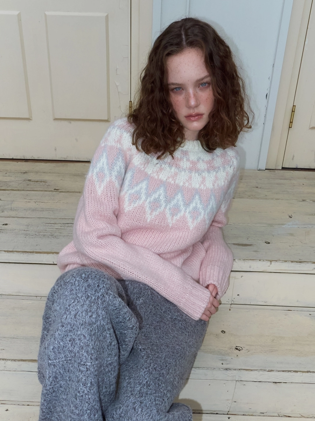 에트몽 Nordic Round Knit Pullover, Pink 상품 이미지 1