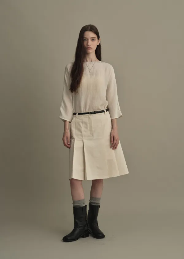 [9/29 예약배송] LOW-RISE PLEATS SKIRT (ecru)