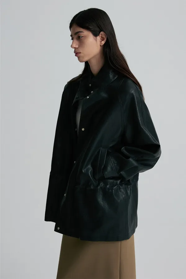 [9/28 순차배송] STRING-BELTED LEATHER JACKET