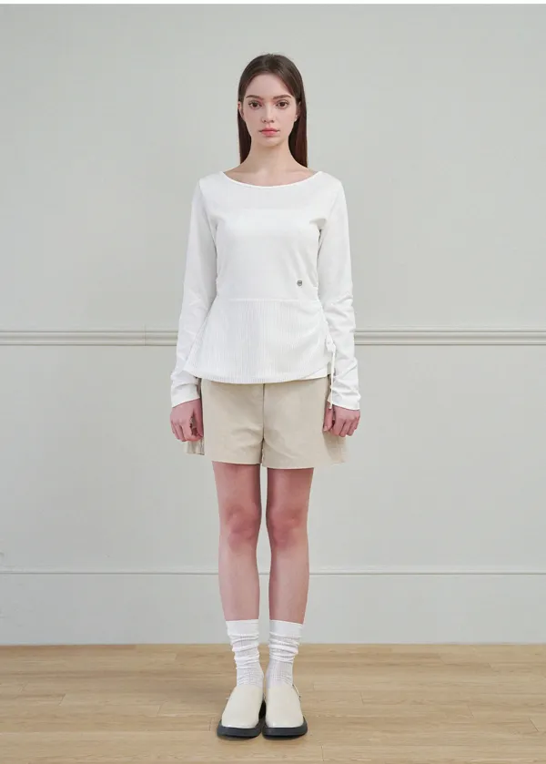  [44-120]  Clang Shirring Layered Tee  클랭 셔링 레이어드 티 (봄-가을-데일리룩-출근룩-일상-캠퍼스룩-페미닌-캐주얼-다이마루-레이스-셔링-레이어드-빅사이즈-자체제작) 