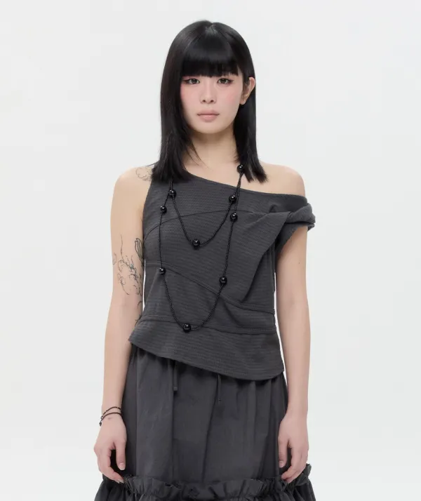 [2차] Asymmetric Twist Top [Charcoal]