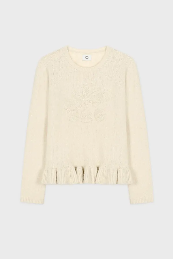 Berry Frill Pullover Knit (Ivory)