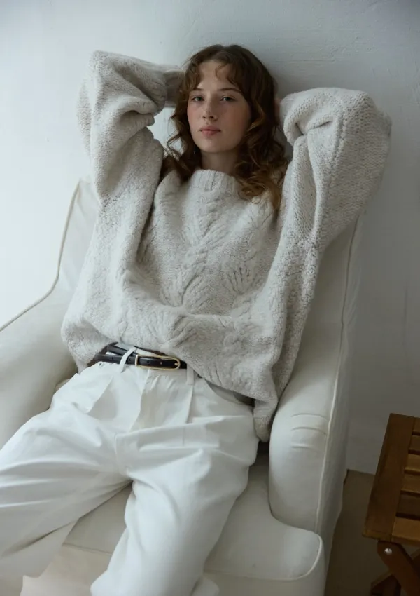 Braided Cable Knit Oatmeal
