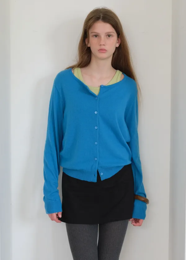 ORGANZA LABEL CASH CARDIGAN - BLUE