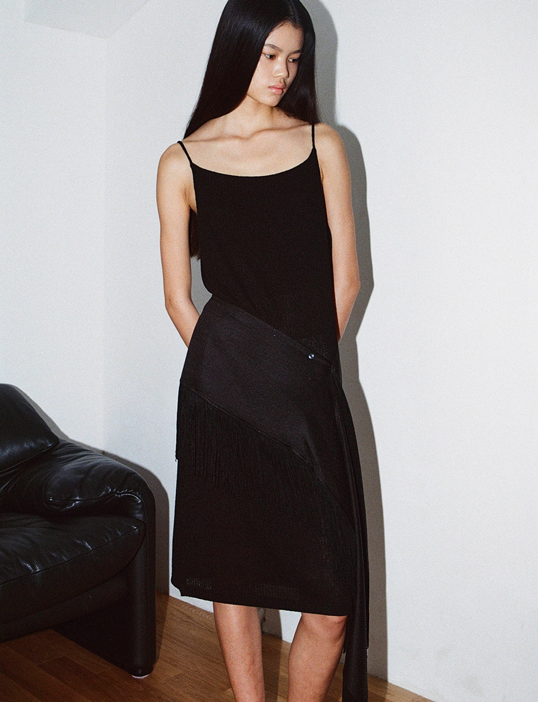 토콜 midi knit dress - black 상품 이미지 2