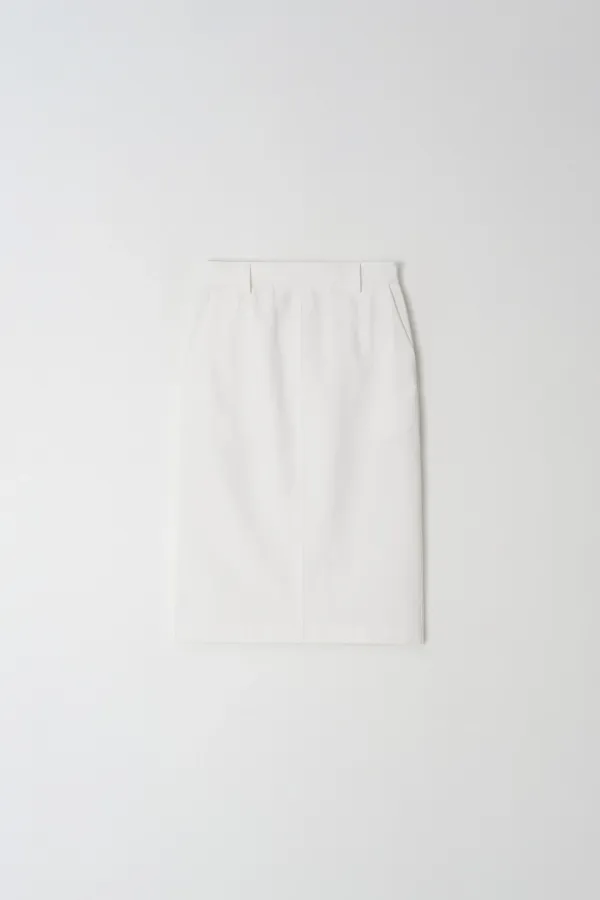 pencil cotton midi skirt (ivory)
