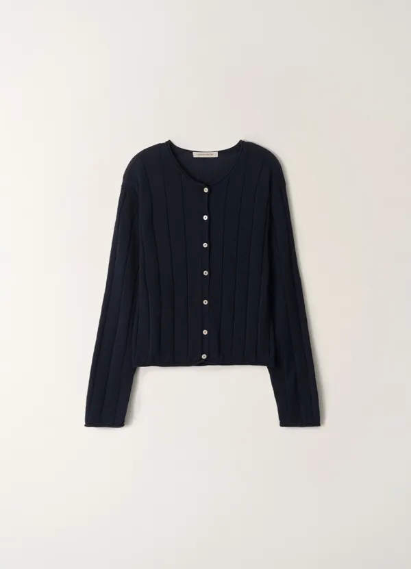 2ND/ Nave paper knit cardigan (Navy)