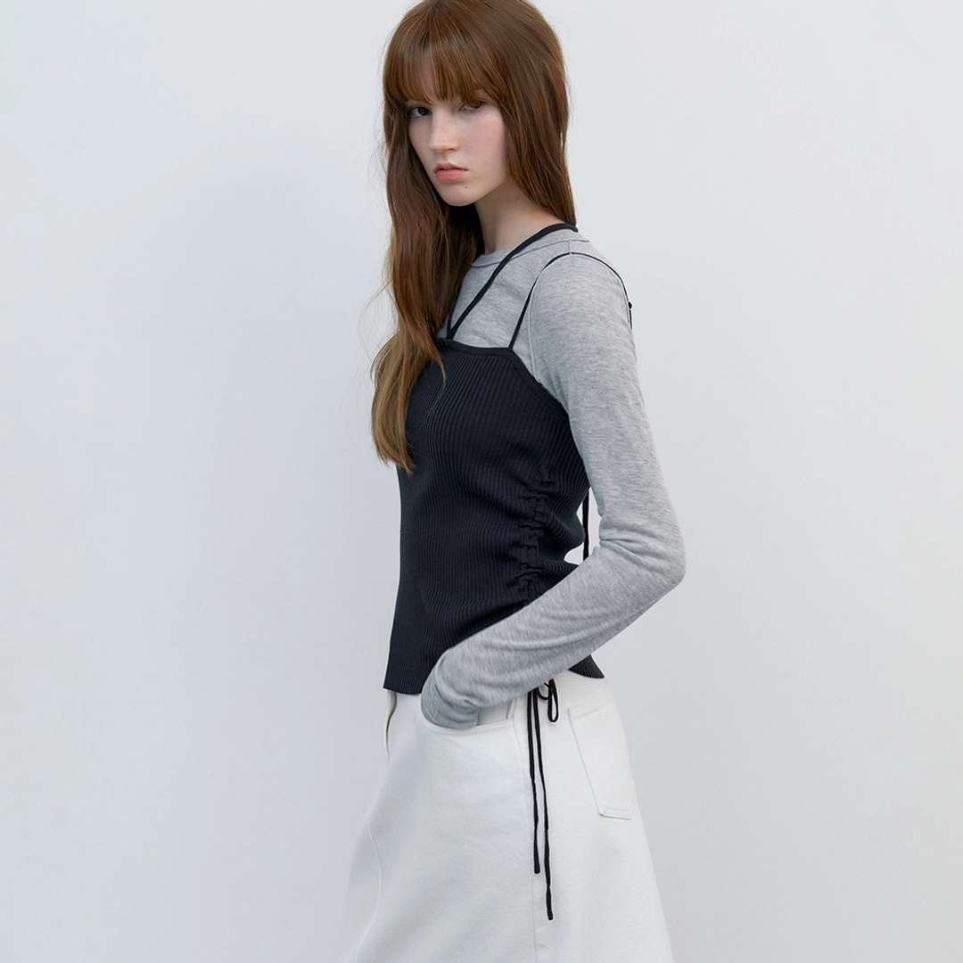 아뜰리에 나인 (T-7256)SHIRRING BUSTIER TIE KNIT S 상품 이미지 2