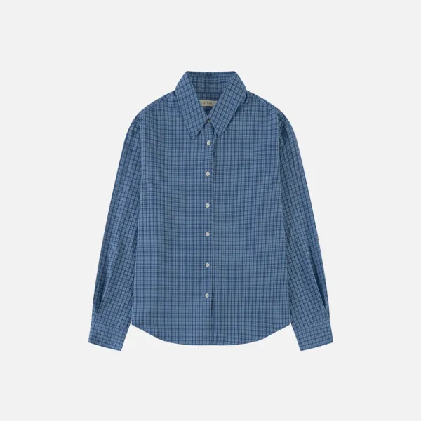 SITP5257 SUNWELL 도비 체크 레귤러 셔츠_Blue
