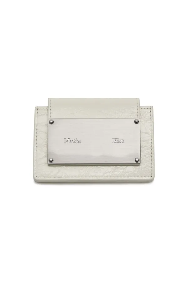 GLAZED ACCORDION WALLET IN WHITE