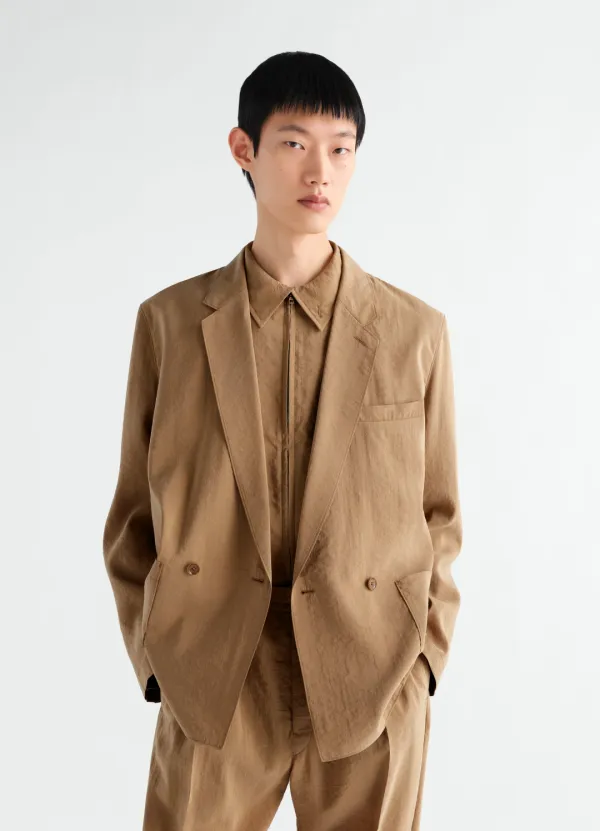 LIGHT DOUBLE-BREASTED JACKET IN DRY SILK