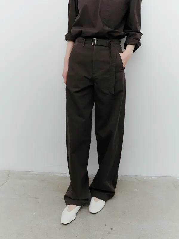 belted cotton barrel pants (vintage charcoal)