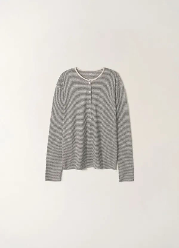 2ND / Henleyneck organic stripe t-shirt (Stripe, M)