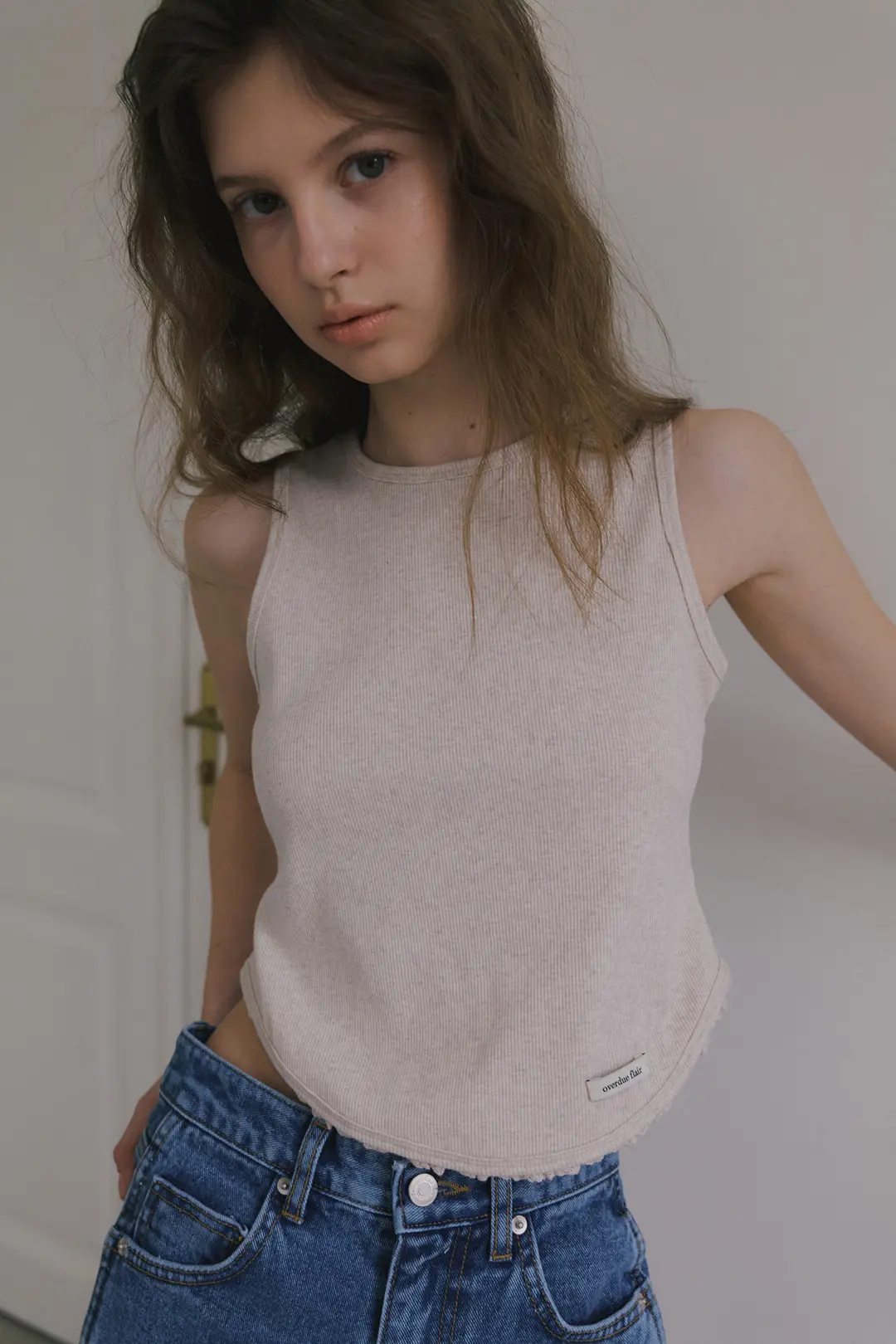 오버듀플레어 HALTER NECK LACE SLEEVELESS_OATMEAL 상품 이미지 2