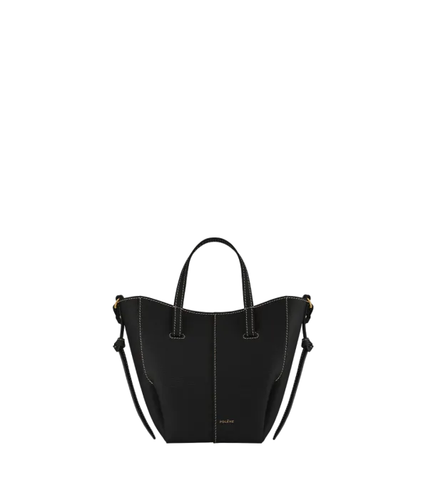Cyme Tote Nano(심 토트 나노) - 아이보리 스티치 블랙 텍스처드