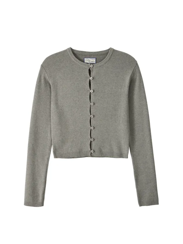 Button Slit Cardigan_ Gray
