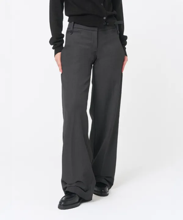 Tuck detail slacks pants CHARCOAL