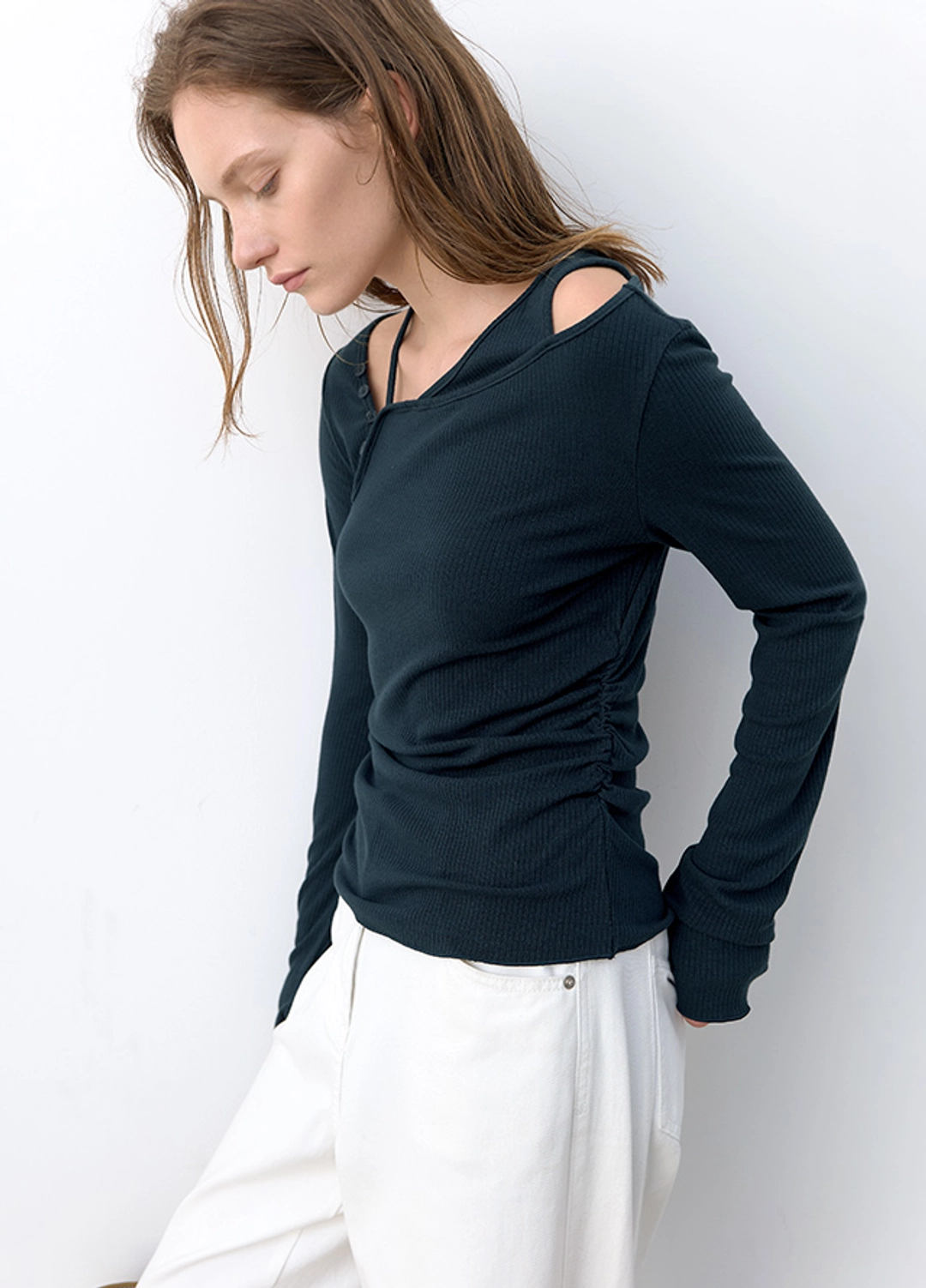 아뜰리에 나인 (T-7331)ONE SHOULDER LAYERED SHIRRING TEE 상품 이미지 2