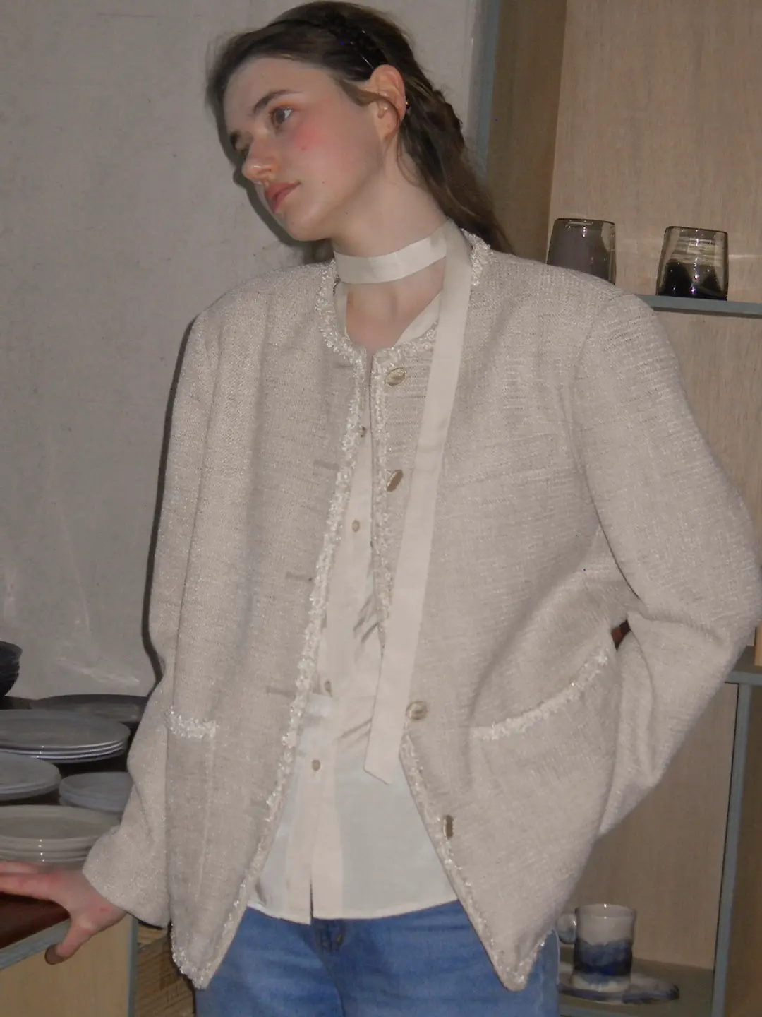 쏘이르 TAPE TWEED JACKET - BEIGE 상품 이미지 1